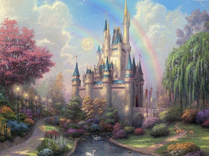 Rainbow and Castle in the Forest Painting - Paint by Numbers Kit