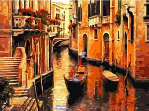 Venice Street Vintage Painting