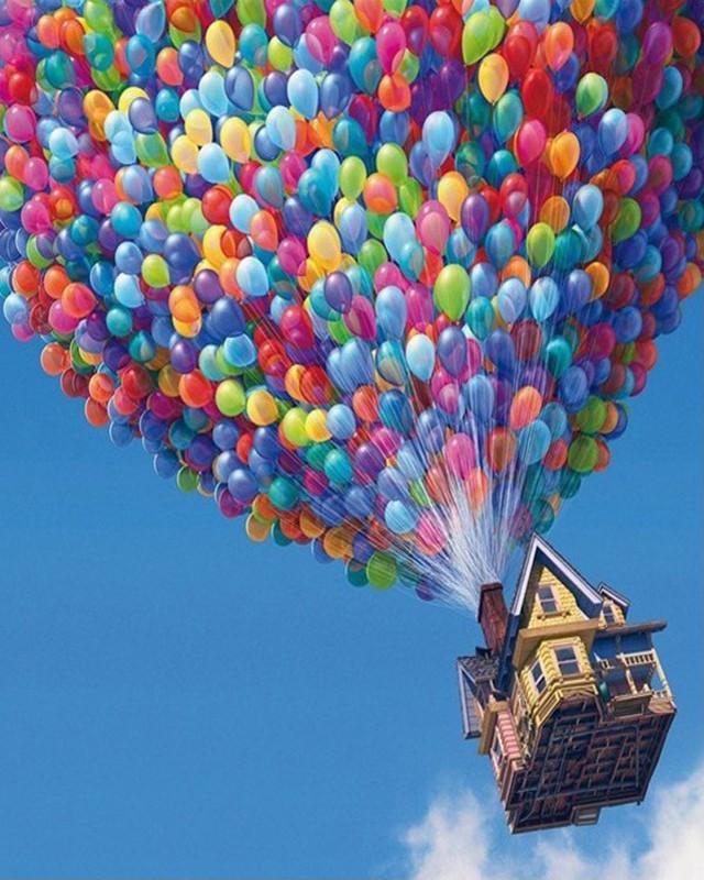 Air Balloons Flying House - DIY Paint by Numbers