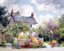 Load image into Gallery viewer, Small house and Colorful Flowers - Paint by Numbers