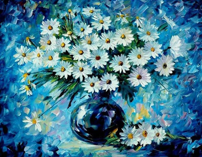Beautiful Artistic white Flowers DIY Painting