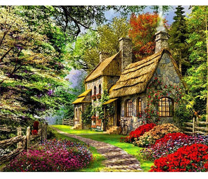 Beautiful Greenery and Flowers Painting - Paint by Numbers