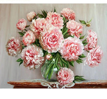 Load image into Gallery viewer, Beautiful Pink Flowers in Glass Vase - Painting by Numbers