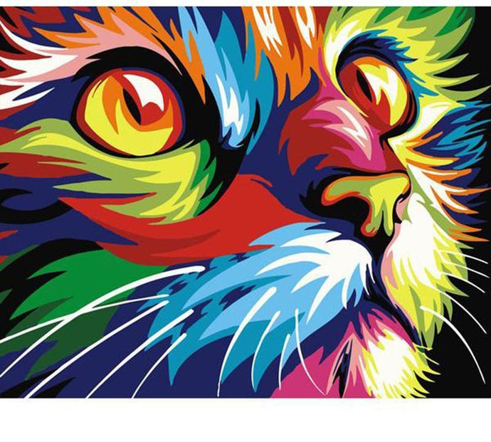 Colorful Cat Painting - Paint by Numbers for Kids