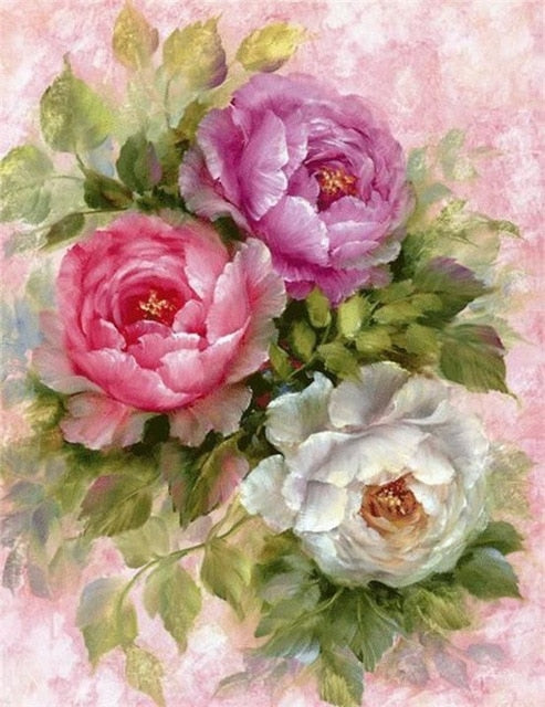 painting by diamonds flowers