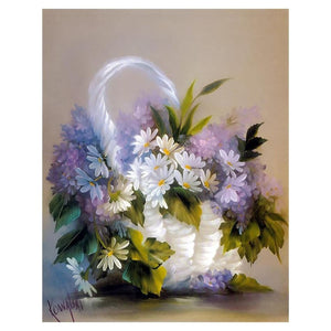 Purple and White Flowers Painting - Paint by Numbers