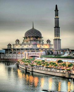 Beautiful Mosque at the River Bank - Paint by Numbers