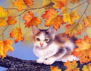 Cute Cat on the Tree Branch - Paint by Numbers