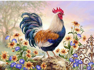 Cock & Flowers Diamond Painting