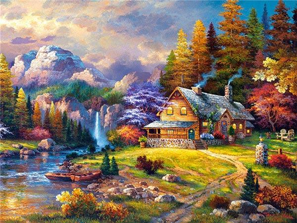 Mimik Lake Cottage Diamond Painting,Paint by Diamonds for Adults, Diamond  Art with Accessories & Tools,Wall Decoration Crafts,Relaxation and Home  Wall