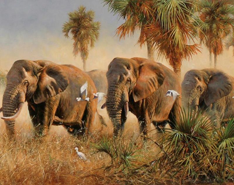 Elephants Painting - Paint by Numbers for Adults