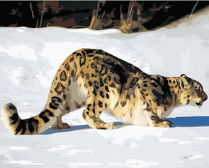 Wild Cat, Leopard in the Snow Painting - Painting by Numbers