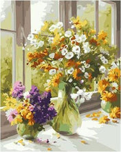Load image into Gallery viewer, Yellow, White and Purple Flowers - Paint by Numbers
