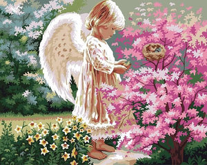 Little Angel Girl in the Garden DIY Painting