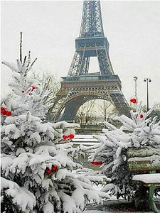 winter eiffel tower diamond painting