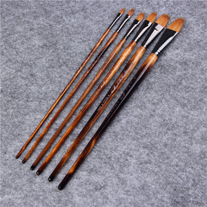 6 Piece Weasel Hair Painting Brushes Set