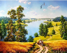 Load image into Gallery viewer, Road by the River Painting - Paint by Numbers