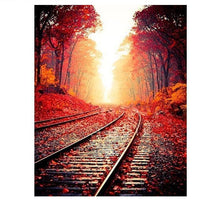 Load image into Gallery viewer, Romantic Autumn Train Track Painting DIY with Kit