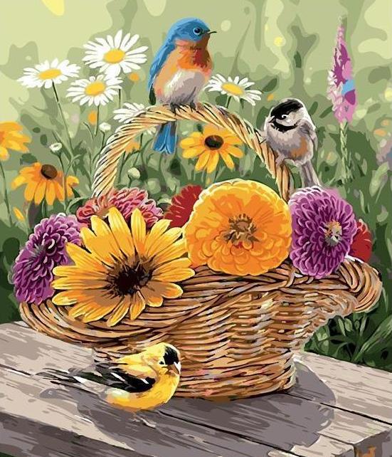 Beautiful Flowers and Birds Basket