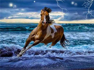 Horse Running on the Beach painting