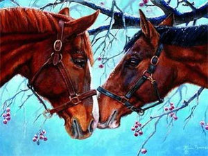 Horse Couple in the Snow DIY Painting