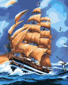 Ship in the High Waves Painting by Numbers
