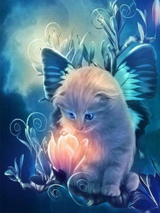 Cat, Butterfly & Glowing Flower