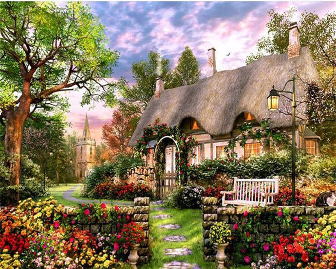 Beautiful House and Garden Painting - Paint by Numbers