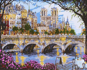 Vintage Old City Bridge Painting - Paint by Numbers