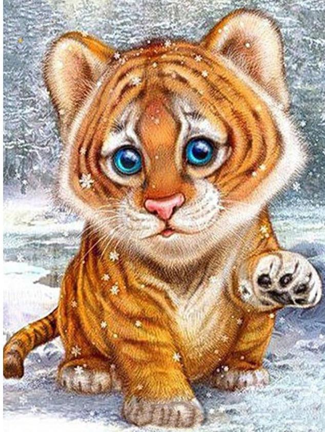 Cute Tiger Cub Square Diamond Drill