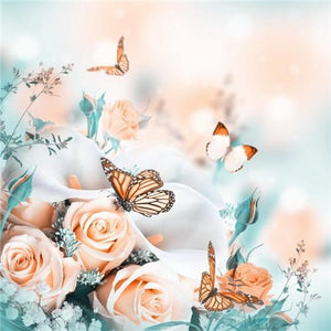 Butterfly Diamond Painting Kits for Adults,Flower Diamond Art,5D Rose,  Handmade Gift, Hobby Home Decor