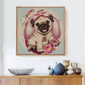 Cute Dog Painting with Crystals