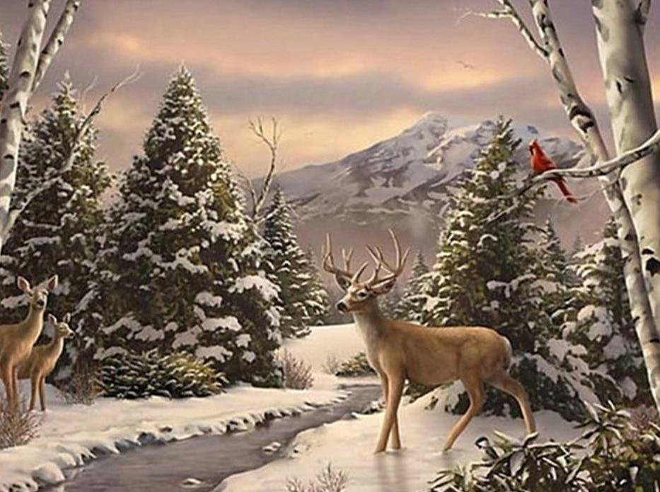 Diamond Painting - Deer in Winter – Figured'Art