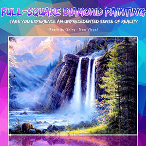 Stunning waterfall View Painting with Diamonds