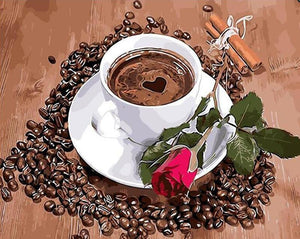 Coffee Cup with a Rose - DIY Painting is a Perfect Gift