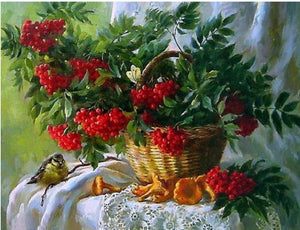 red flowers diamond by numbers