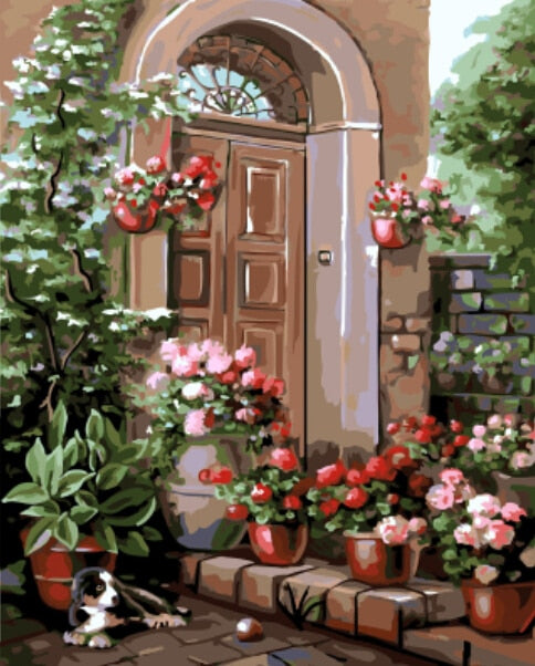 flowers on the door step