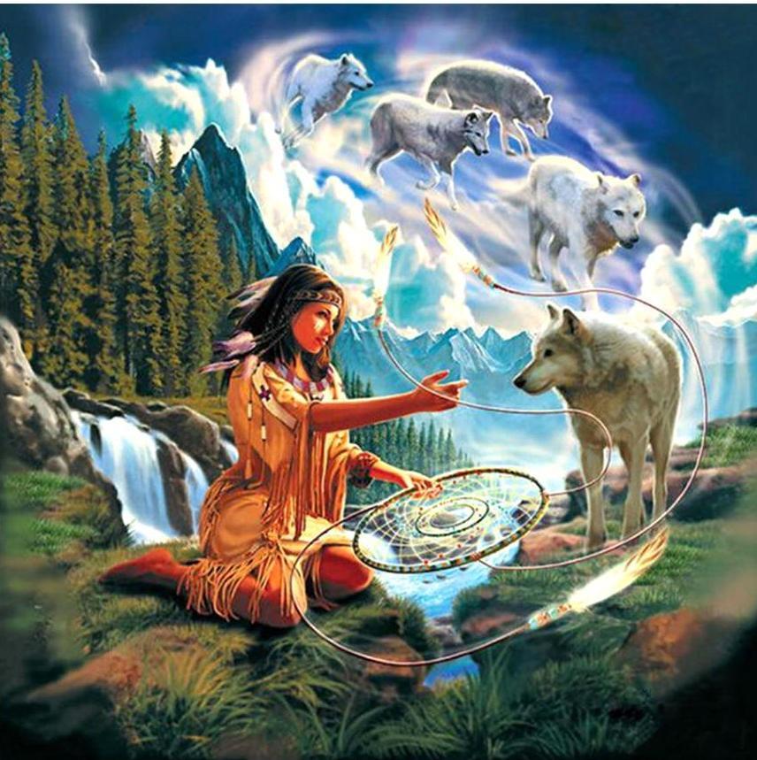 dream catcher wolf painting