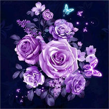 Load image into Gallery viewer, purple rose diamond art