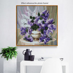 Lavender Flowers in a Ceramic Vase