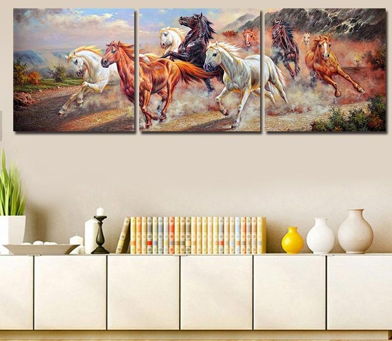 3 Panels Painting - Horses - PBN