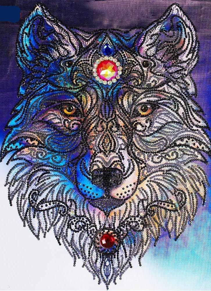 wolf diamond painting kit