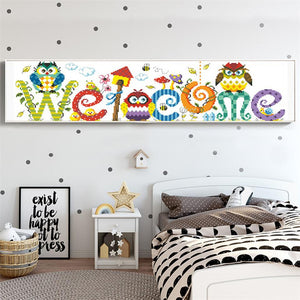 Welcome Sign Painting with Diamonds
