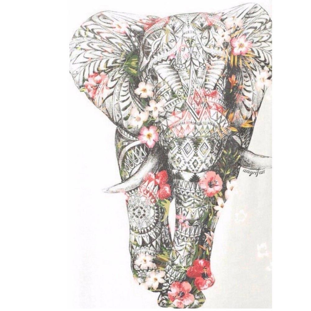 Floral Elephant - Diamond Embroidery