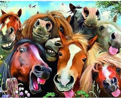 Happy Colorful Horses - Painting by number