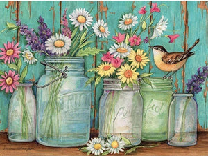 Flowers & Sparrow Diamond Painting