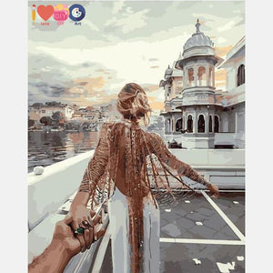 Romantic Travel Painting With Paint by Numbers Kit DIY