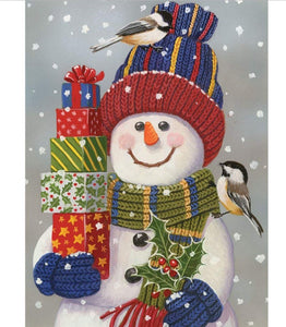 snow man with presents