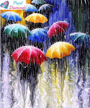 Load image into Gallery viewer, Rain and Umbrellas diamond painting