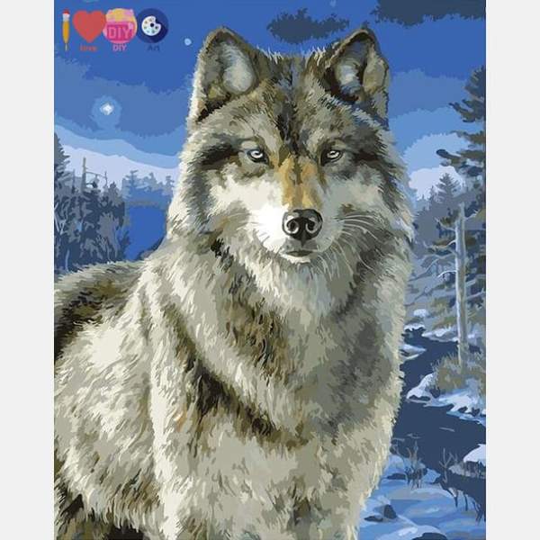 Paint by Numbers Kit for Kids or Beginners-wolf in the 
